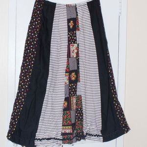 Vintage Bohemian Patchwork Midi Skirt
